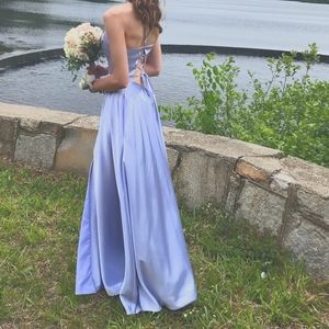 Lilac satin floor length dress